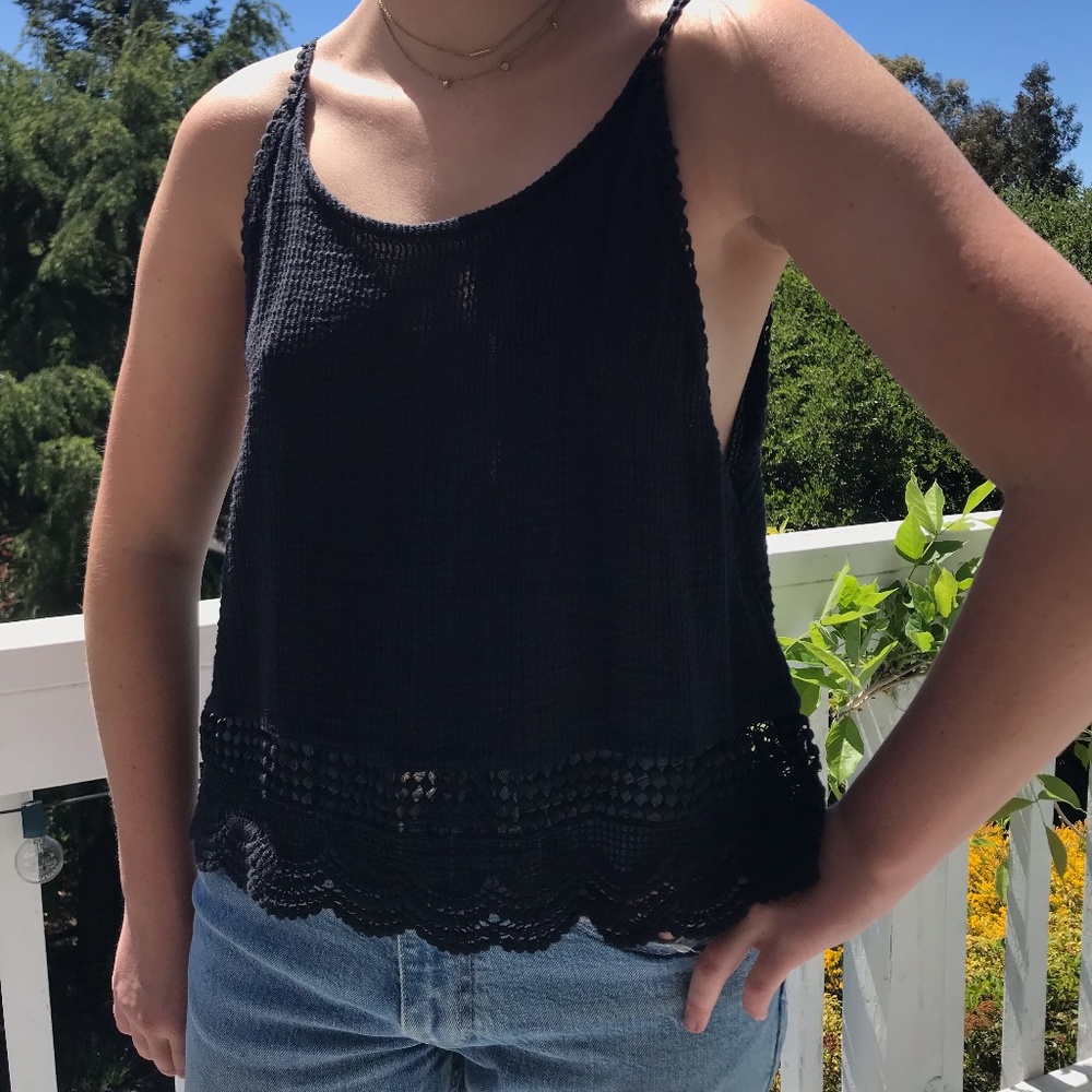 Ecoté Black Textured Tank Top